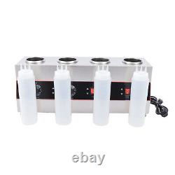 4 Bottle Commercial Electric Hot Chocolate Sauce Warmer Cheese Jam Melt Maker