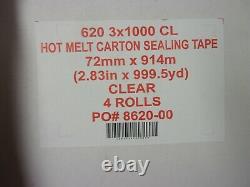 4 Rolls Hotmelt Machine Packaging Carton Box Shipping Tape 3 x 1000 Yds Sealing