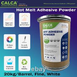 CALCA Direct to Film Hot Melt Adhesive DTF Powder 44lbs Barrel, Fine, White