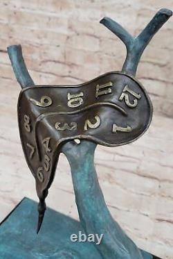 Salvador Dali Melting Clock Tribute Bronze Sculpture Abstract Hot Cast Figurine