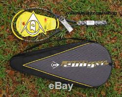 Two (2) New Dunlop 200G XL Hotmelt 95 200 G tennis racket + case unstrung 4 1/4