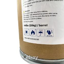 Adhésif thermofusible en poudre CALCA Direct to Film (DTF) 44 livres (20 kg) en baril, fin, blanc