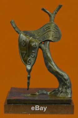 Salvador Dali Melting Horloge Hommage Bronze Sculpture Abstraite Hot Cast Figure Nr